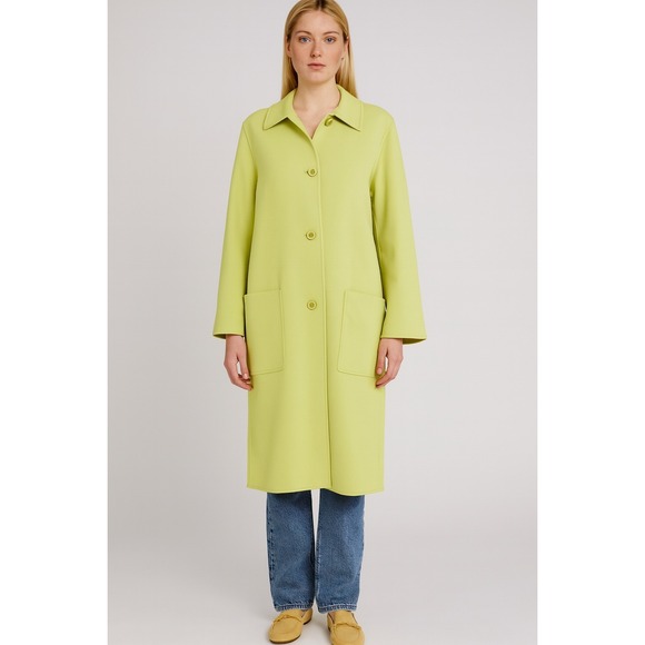 Oscar de la Renta Jackets & Blazers - 80's Oscar de la Renta Chartreuse Wool‎ Button Front Midi Coat